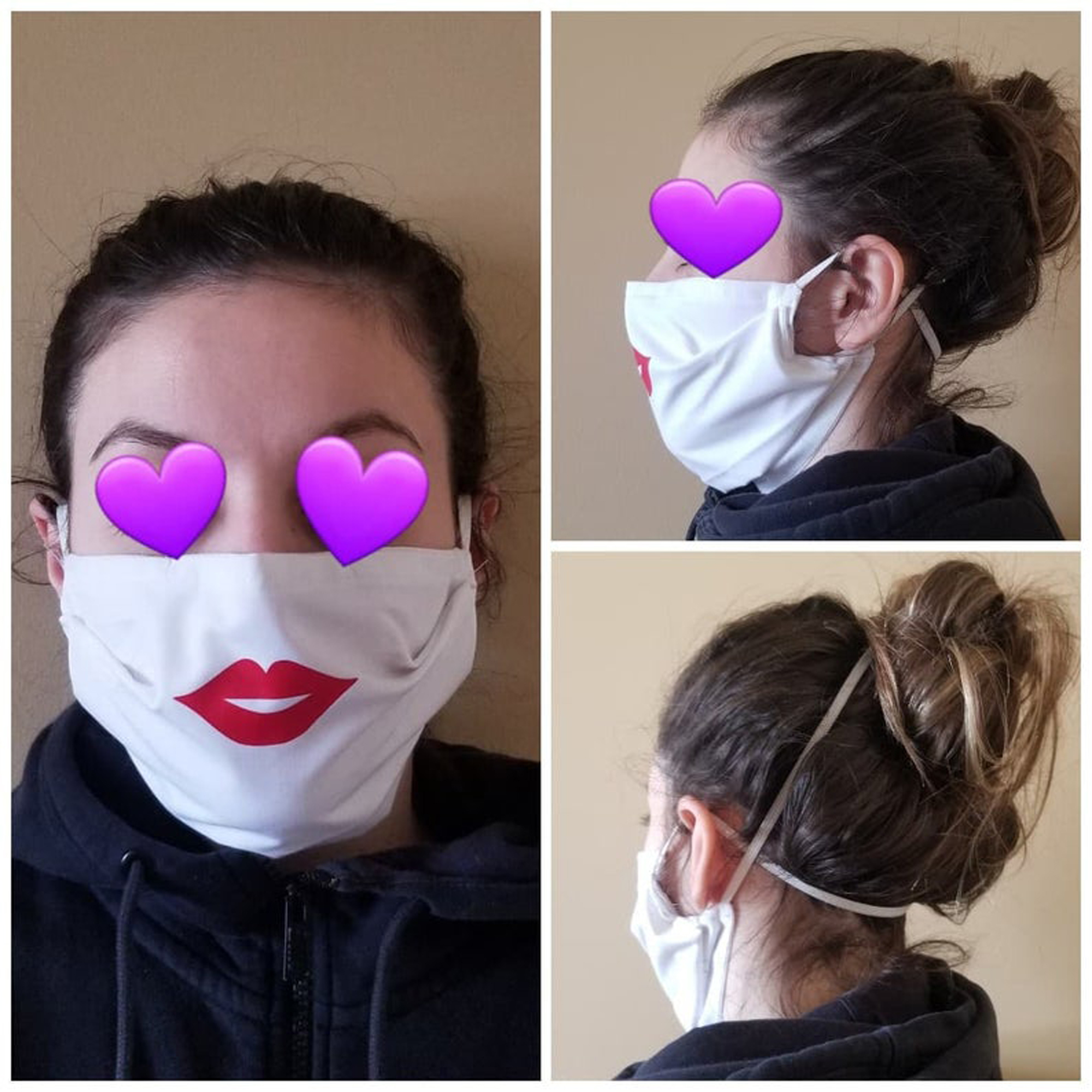 Masque de protection en coton avec motif de bouche (choix de couleurs)